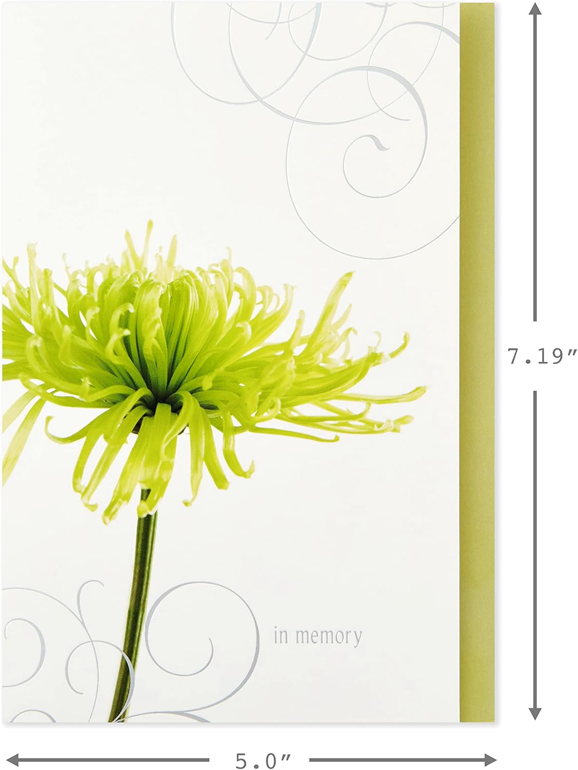 Hallmark Assorted Sympathy Greeting Cards (Flowers, 12 Cards and Envelopes) featuring a green flower design with elegant swirls, 5 by 7.19 inches.