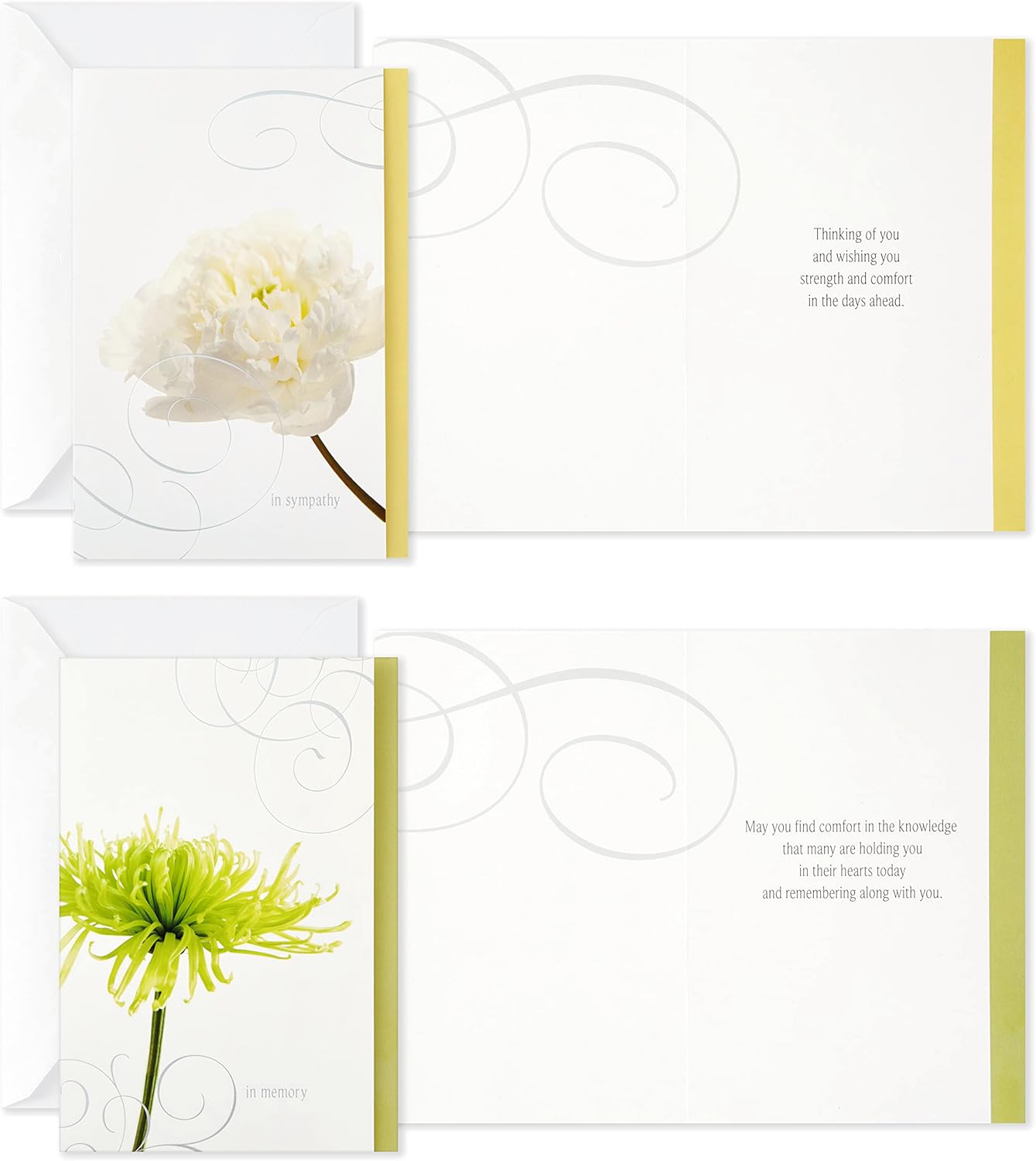 Hallmark Assorted Sympathy Greeting Cards (Flowers, 12 Cards and Envelopes) featuring floral designs, inside messages and elegant borders.
