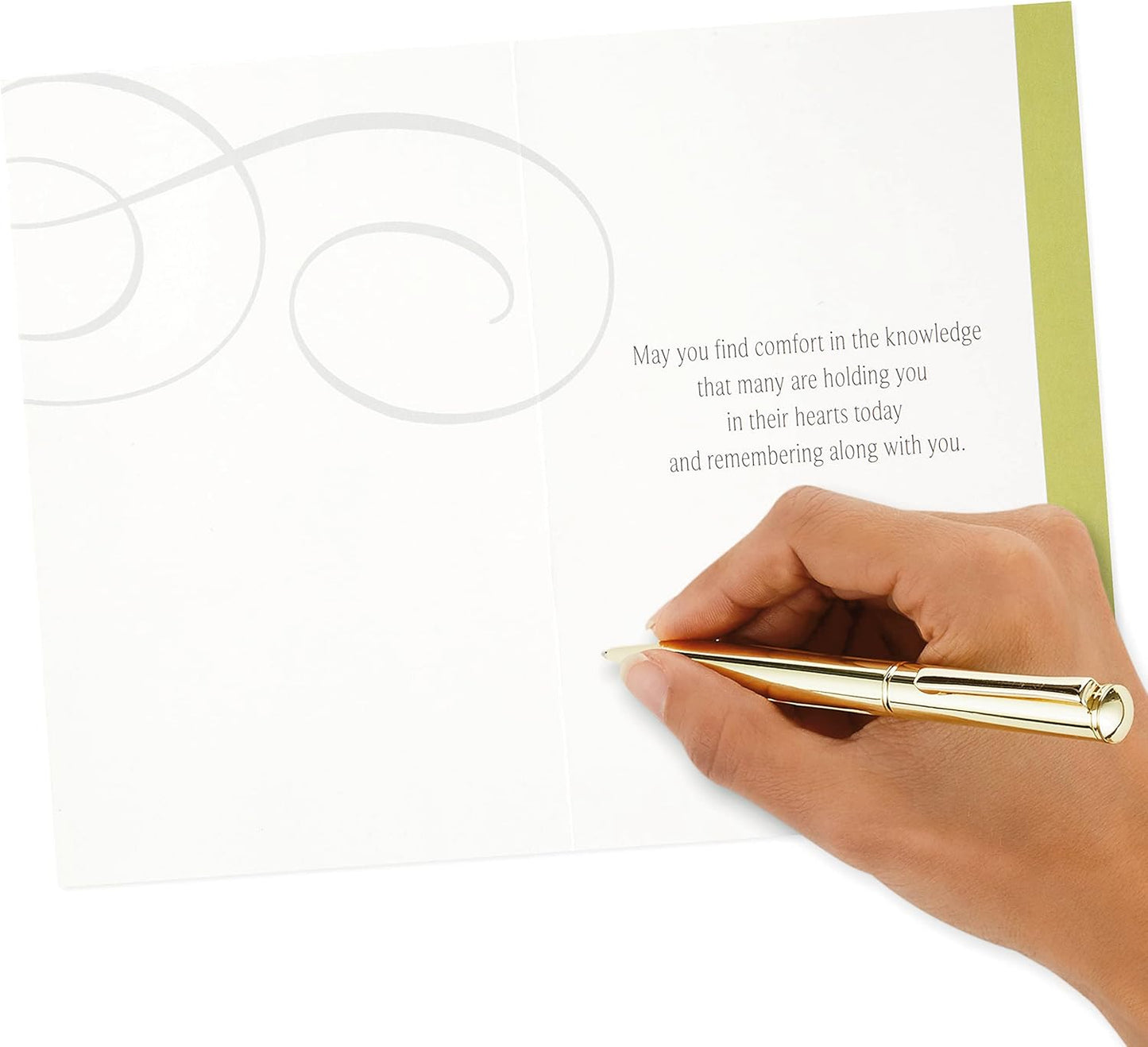 Hallmark Assorted Sympathy Greeting Cards (Flowers, 12 Cards and Envelopes) featuring handwritten message inside, elegant pen, and soft floral design.