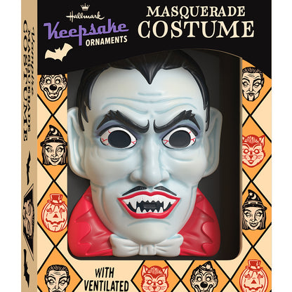 Nifty Fifties Masquerade Costume — 2026 Hallmark Keepsake Halloween Ornament in vintage-style packaging, featuring a vampire mask.