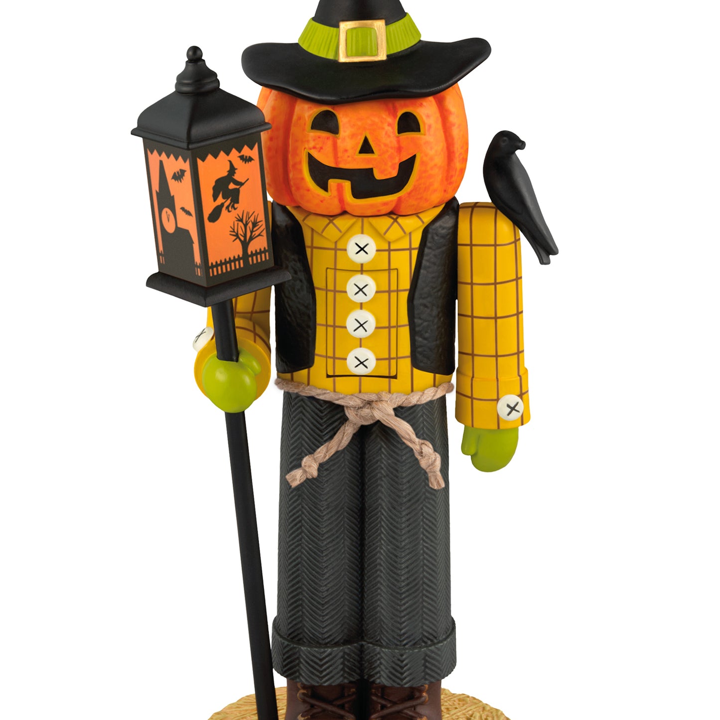 Halloween Noble Nutcracker Sir Gourdon Fields — 2026 Hallmark Keepsake Halloween Ornament in a close-up view with lantern and crow.
