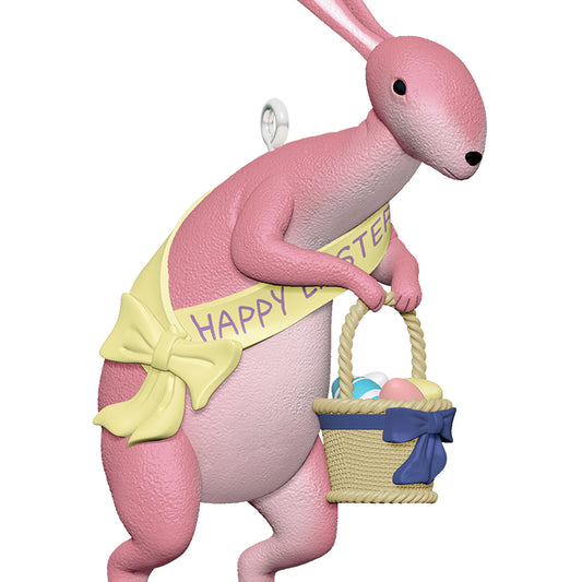 Hallmark Keepsake Halloween Ornaments (Disney Tim Burton's The Nightmare Before Christmas Citizens of Halloween Town Collection 2), Set of 4 featuring a pink Easter Bunny holding a basket of eggs.