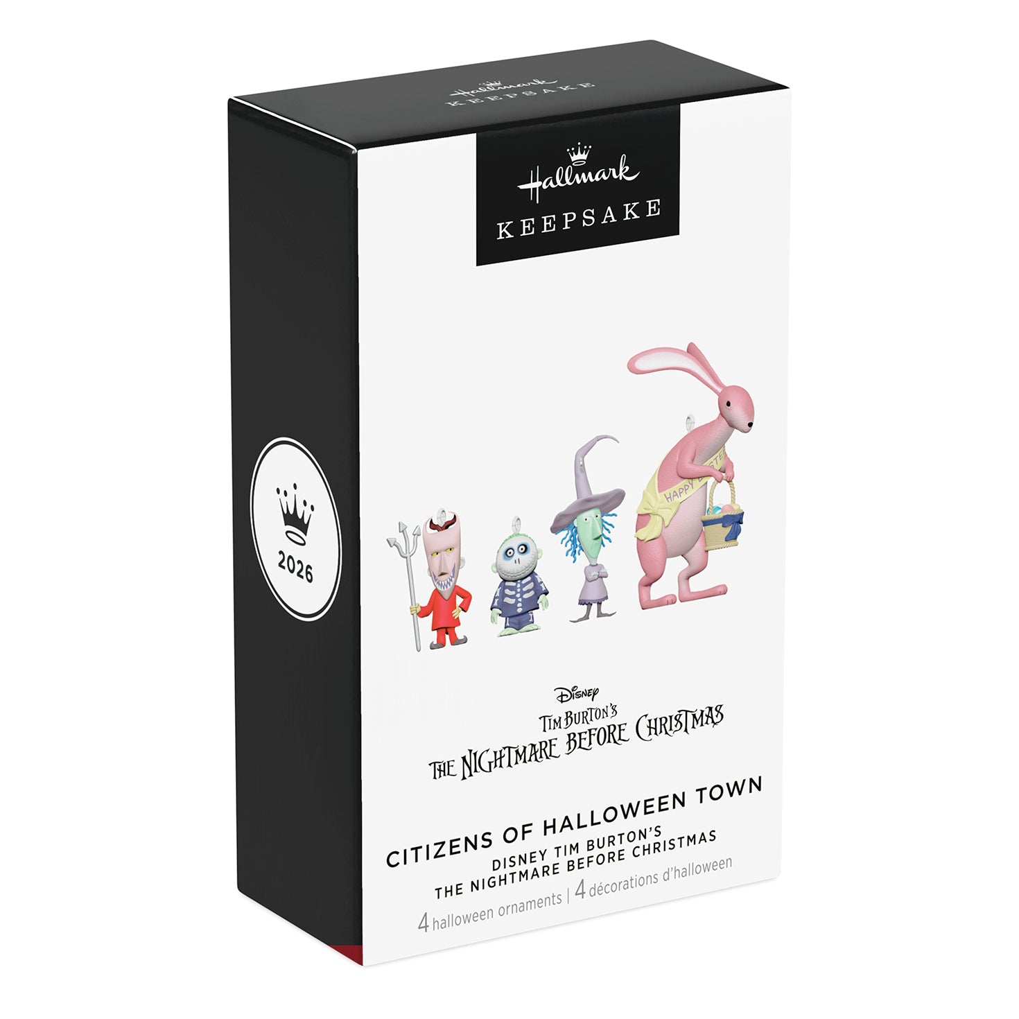 Hallmark Keepsake Halloween Ornaments (Disney Tim Burton's The Nightmare Before Christmas Citizens of Halloween Town Collection 2), Set of 4 in decorative packaging.