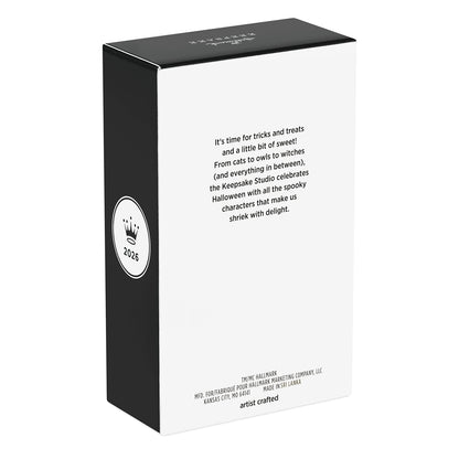 Hallmark Keepsake Halloween Ornaments (Disney Tim Burton's The Nightmare Before Christmas Citizens of Halloween Town Collection 2), Set of 4, packaging detail showing spooky design and 2026 date.