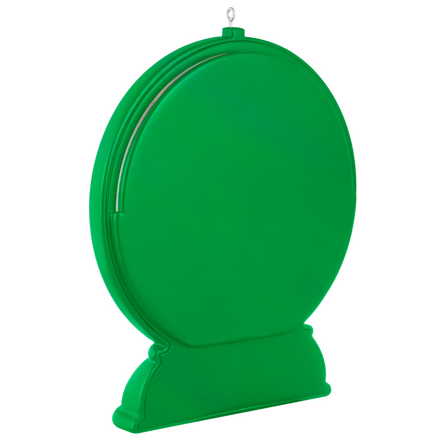 Dad and Me Snow Globe 2026 Photo Frame — 2026 Hallmark Keepsake Christmas Ornament in vibrant green, showcasing a smooth surface and a hanging loop.