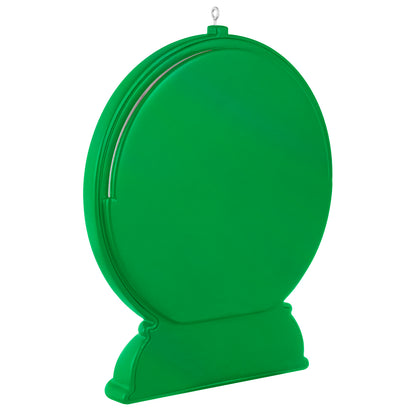 Dad and Me Snow Globe 2026 Photo Frame — 2026 Hallmark Keepsake Christmas Ornament in vibrant green, showcasing a smooth surface and a hanging loop.