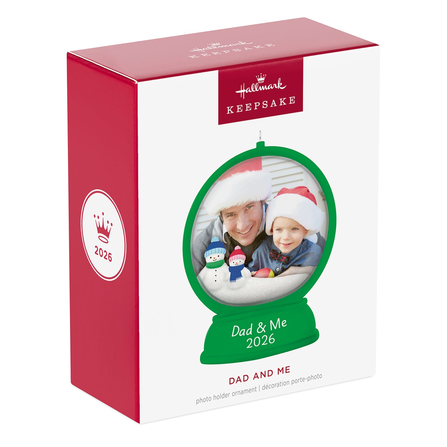 Dad and Me Snow Globe 2026 Photo Frame — 2026 Hallmark Keepsake Christmas Ornament in original packaging with festive design