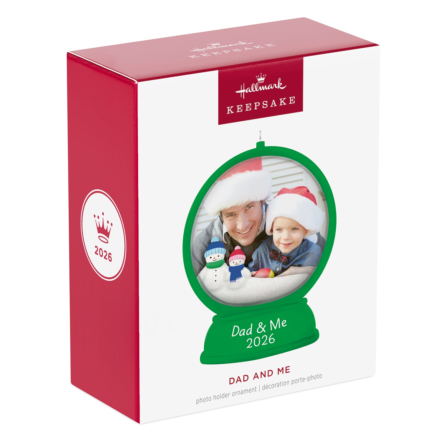 Dad and Me Snow Globe 2026 Photo Frame — 2026 Hallmark Keepsake Christmas Ornament in original packaging with festive design