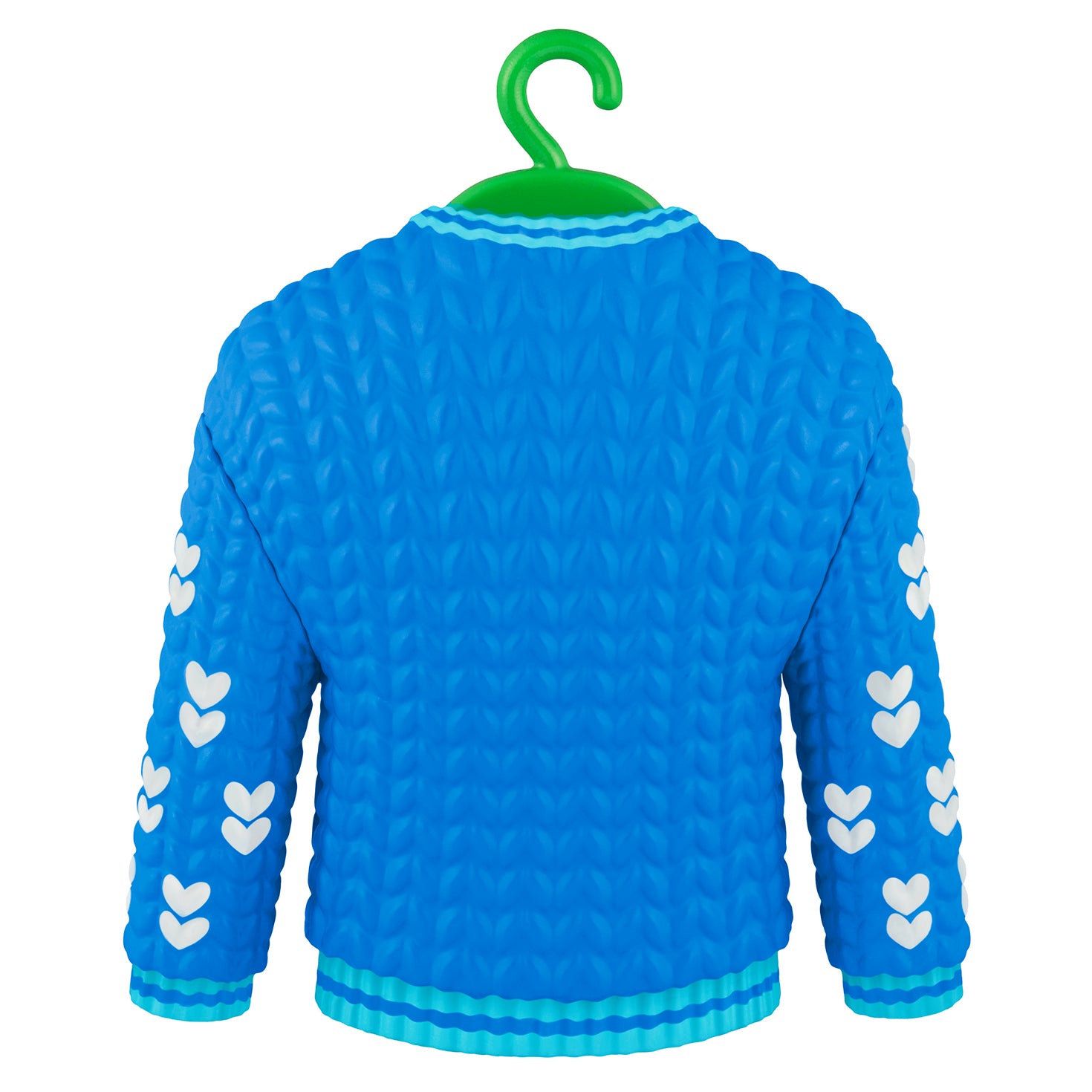Grandson Santa Sweater 2026 — 2026 Hallmark Keepsake Christmas Ornament in blue with white hearts, showing back detail.