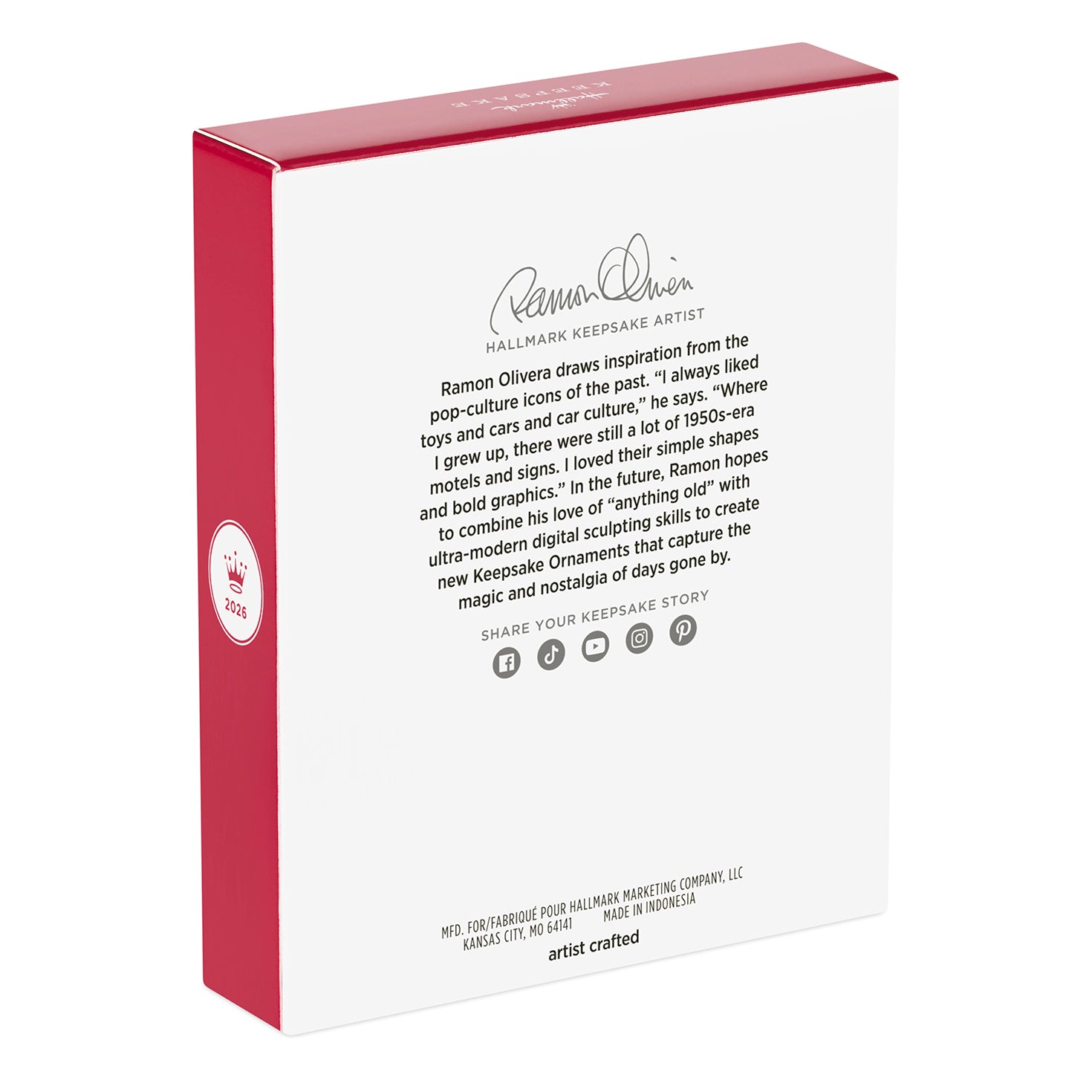 Sweet Grandkids 2026 Photo Frame — 2026 Hallmark Keepsake Christmas Ornament, rear view showing artist details and packaging design.