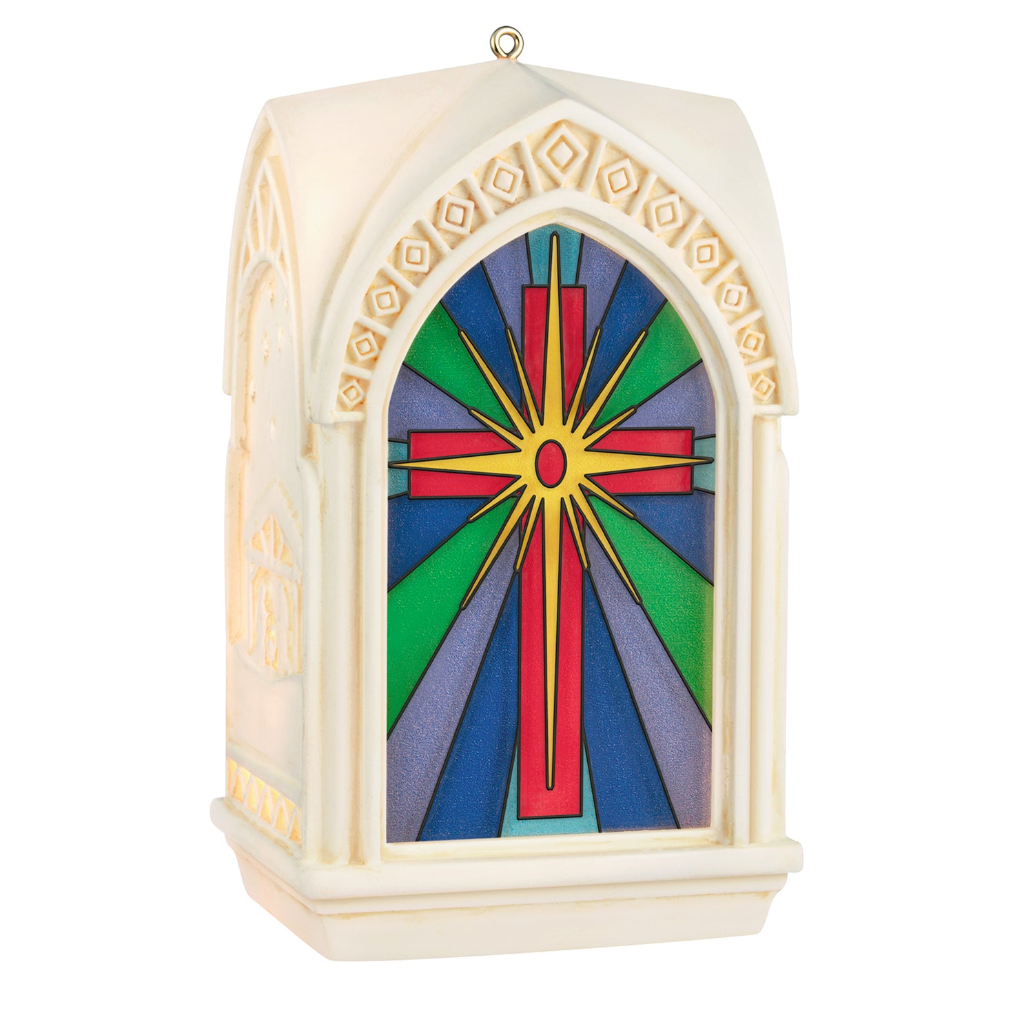 The Light of the World — 2026 Hallmark Keepsake Christmas Ornament, detailed church steeple design featuring vibrant stained glass.