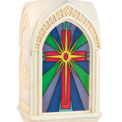 The Light of the World — 2026 Hallmark Keepsake Christmas Ornament with vibrant stained-glass church window detail.