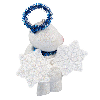 Cute Snow Angel With Bell — 2026 Hallmark Keepsake Christmas Ornament, featuring glittery snowflake wings, blue tinsel halo, and rosy cheeks.