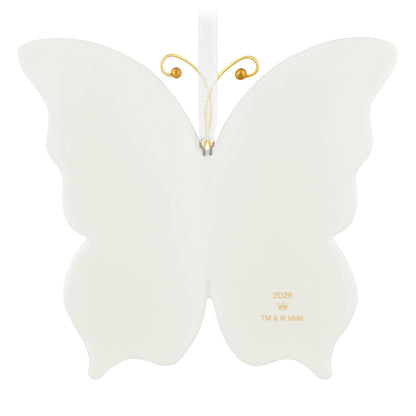 10th Anniversary Brilliant Butterflies, Porcelain and Metal — 2026 Hallmark Keepsake Christmas Ornament in white with delicate gold accents