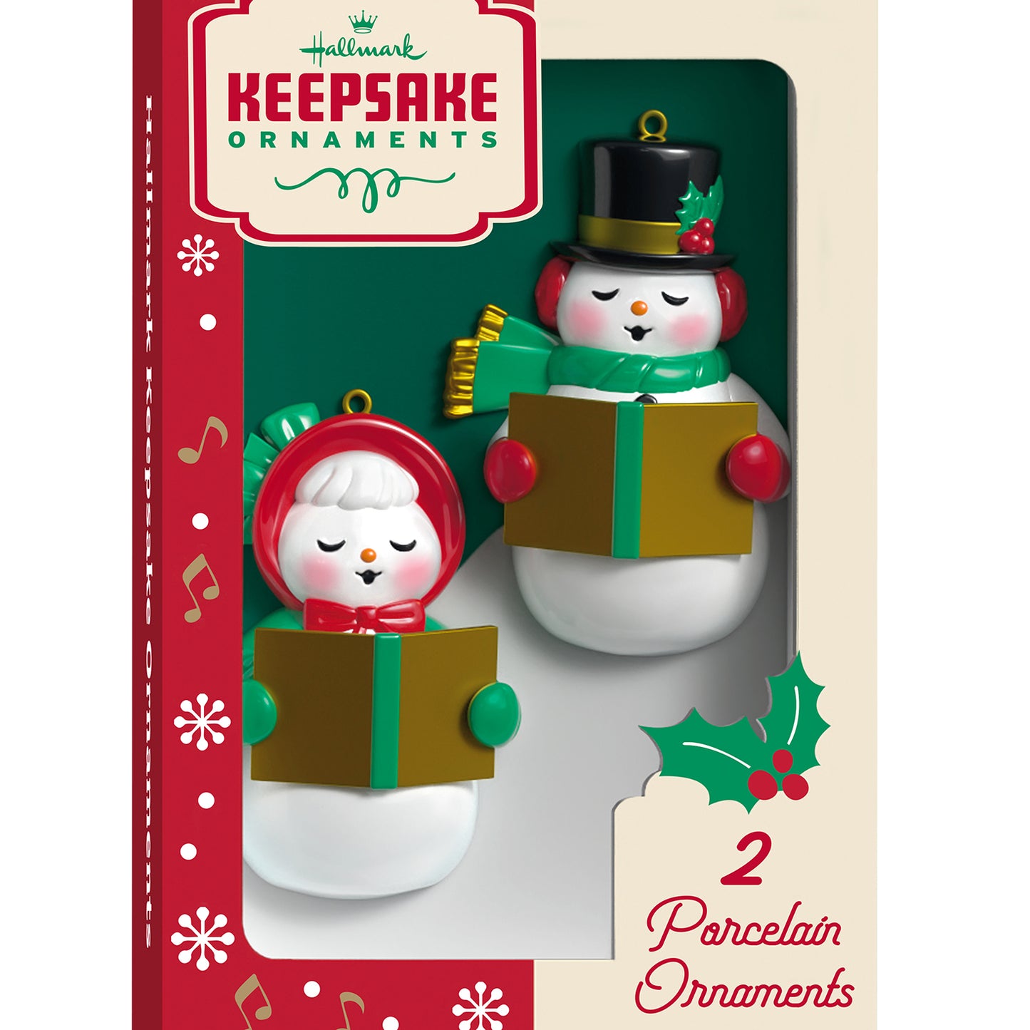 Nifty Fifties Keepsake Ornaments — 2026 Hallmark Keepsake Christmas Ornament featuring two porcelain caroling snowman ornaments in festive packaging.