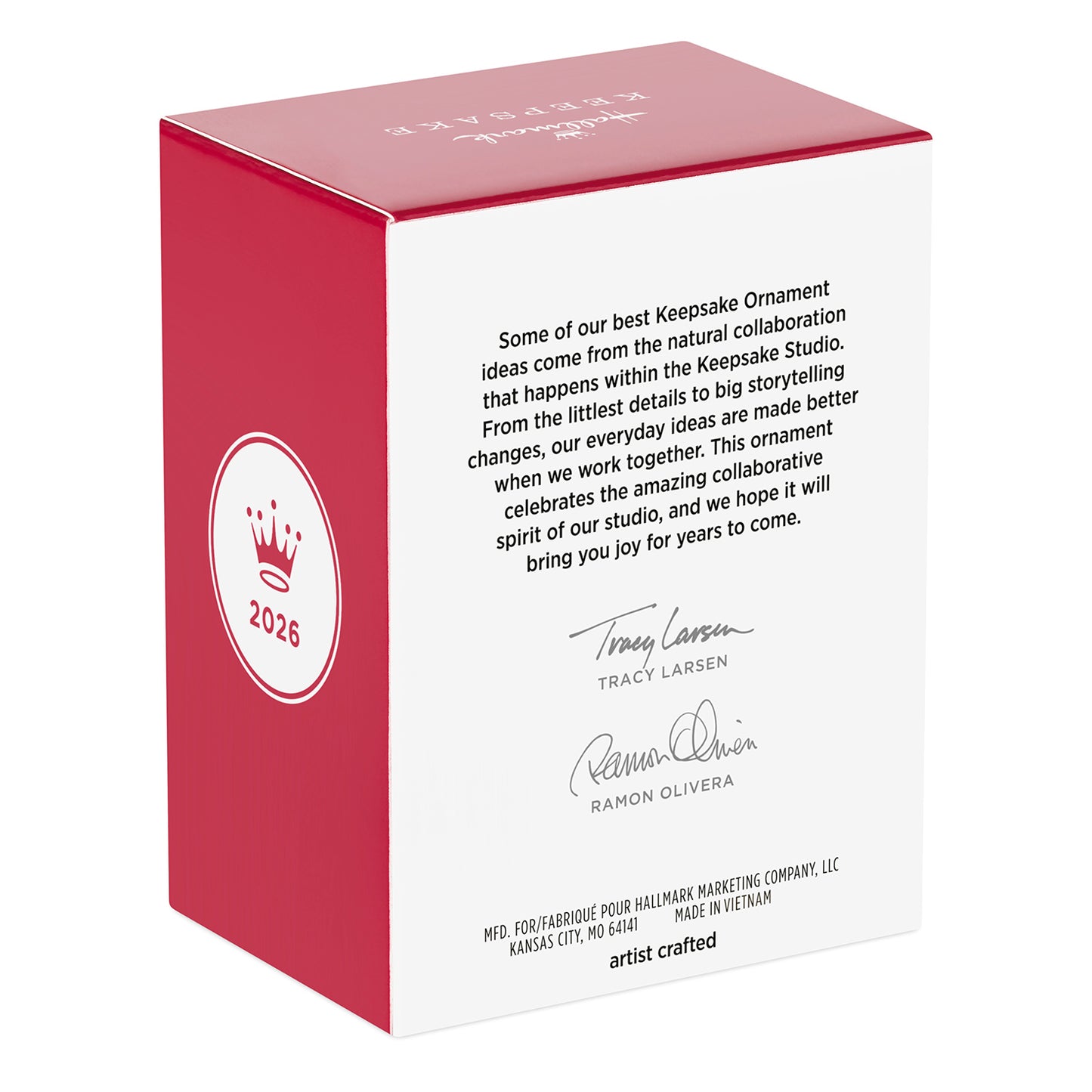 Rudy Reindoggie — 2026 Hallmark Keepsake Christmas Ornament packaging with artist details and 2026 emblem on red box.