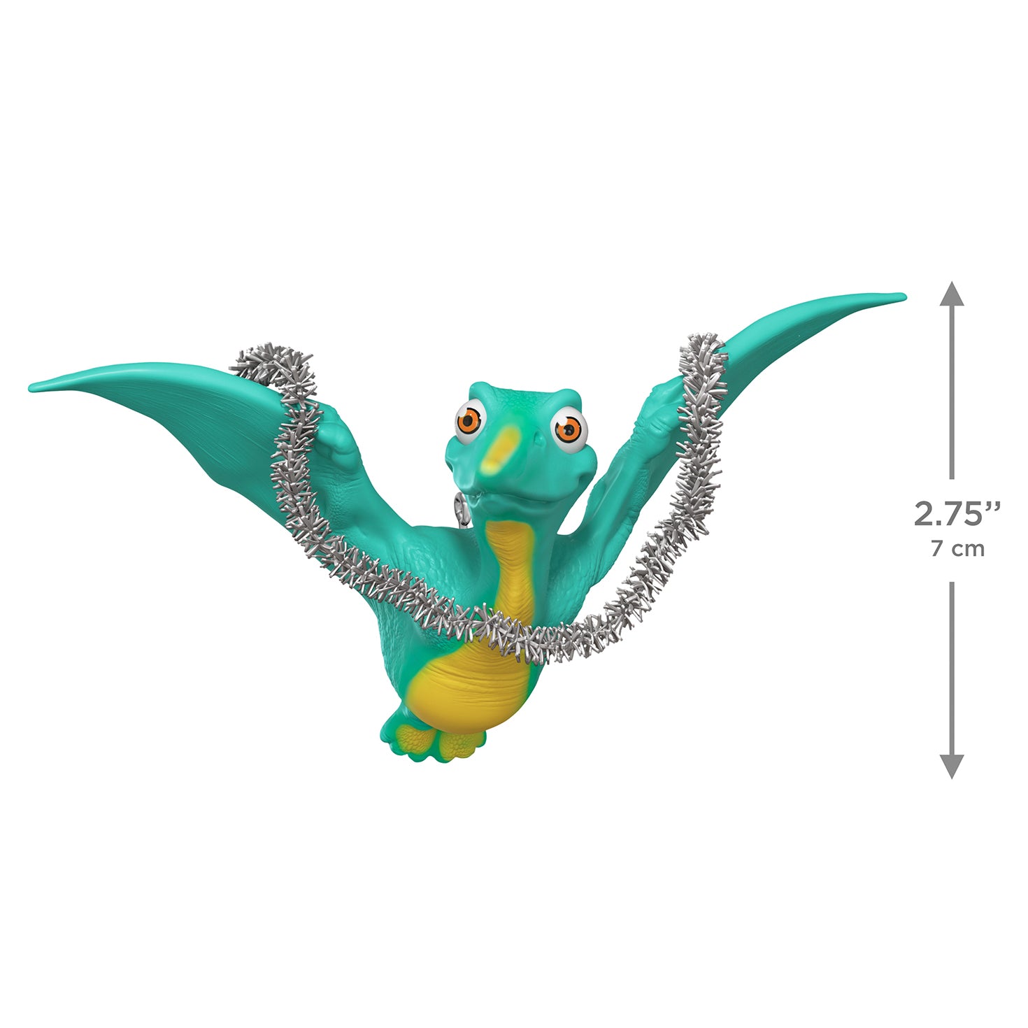 Ptinseldactyl — 2026 Hallmark Keepsake Christmas Ornament, colourful Pterodactyl wrapped in tinsel, detailed 7 cm design.