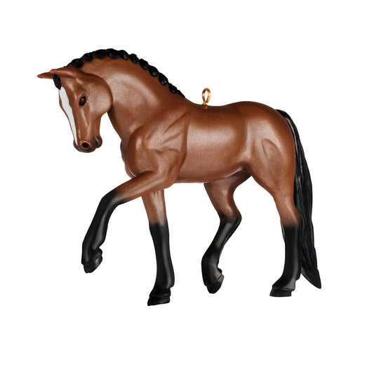 Warmblood Dream Horse — 2026 Hallmark Keepsake Christmas Ornament, light bay colour, elegant dressage pose, detailed mane.