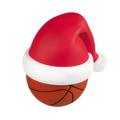 Basketball Star 2026 — 2026 Hallmark Keepsake Christmas Ornament, featuring a basketball with a Santa hat, close-up view.