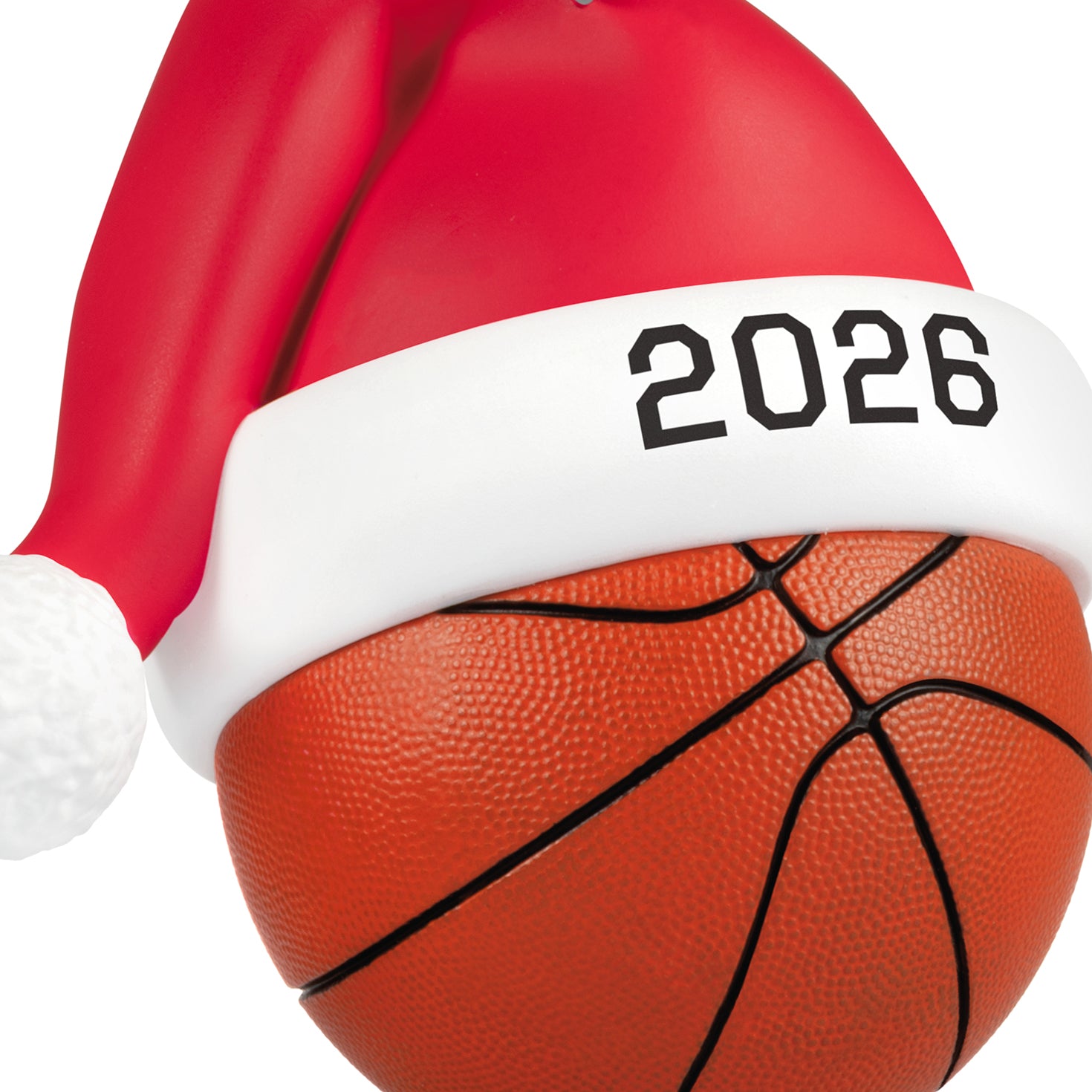 Basketball Star 2026 — 2026 Hallmark Keepsake Christmas Ornament featuring a basketball wearing a Santa hat with year '2026' detail.