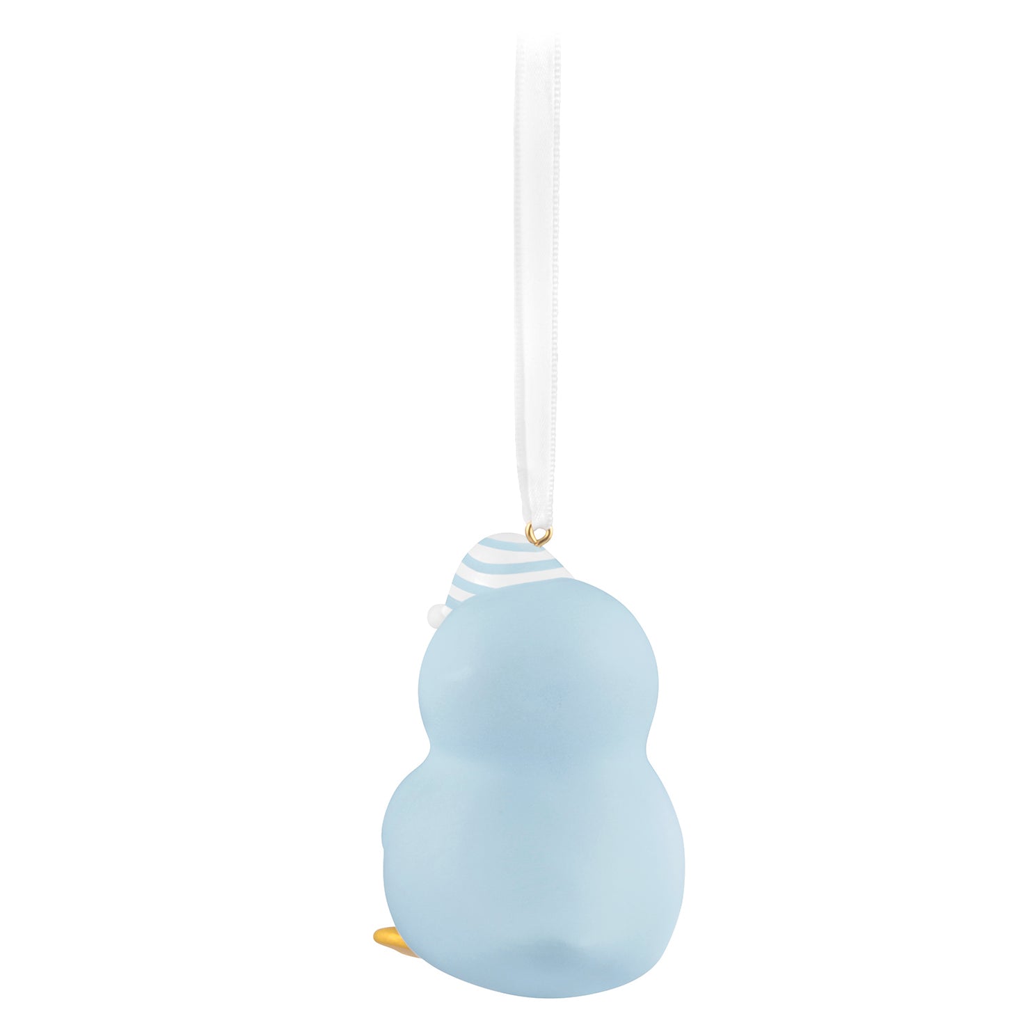 Baby Boy's First Christmas Penguin 2026 — 2026 Hallmark Keepsake Christmas Ornament hanging, light blue penguin with striped cap.