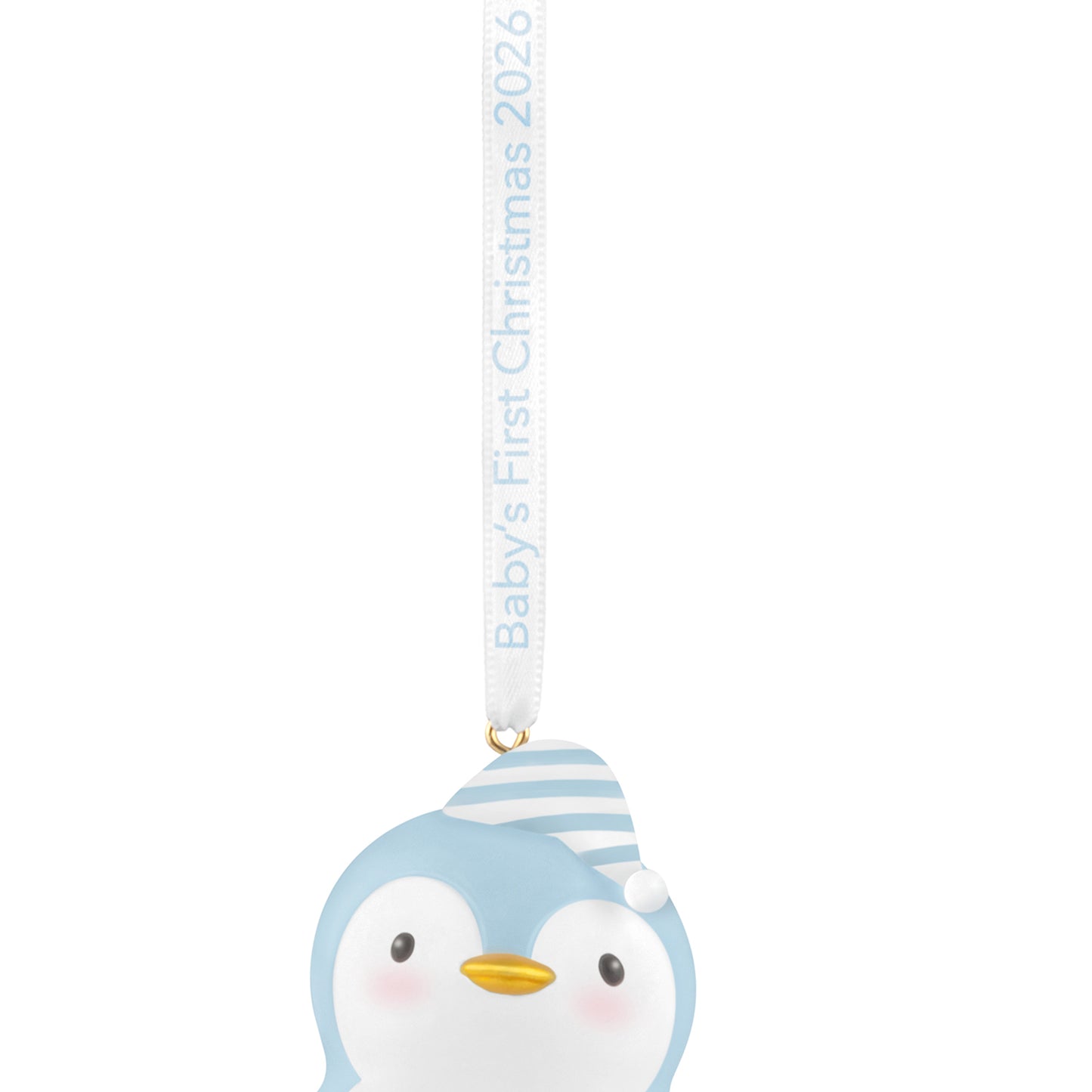 Baby Boy's First Christmas Penguin 2026 — 2026 Hallmark Keepsake Christmas Ornament with snowflake detail and hanging ribbon.