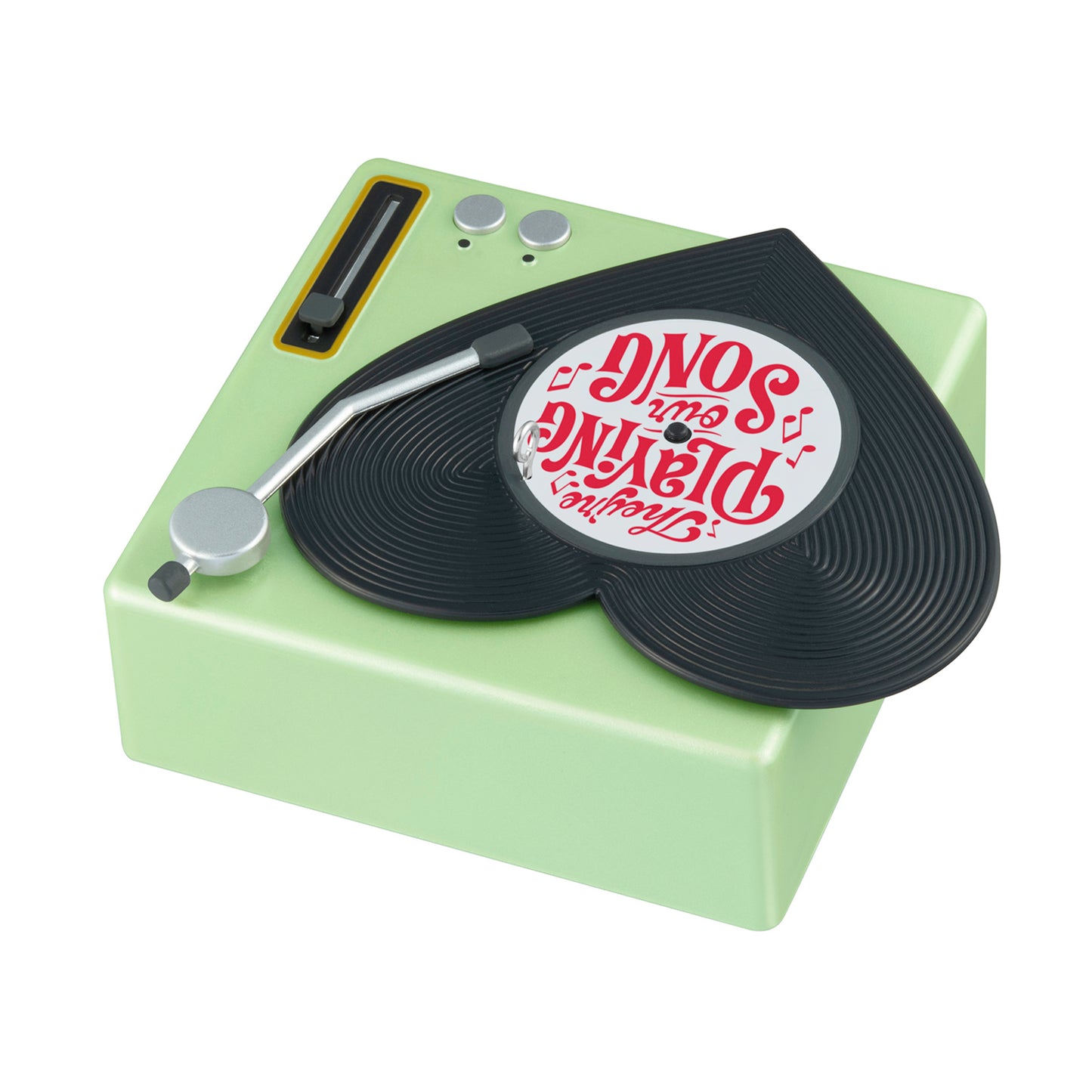 They're Playing Our Song — 2026 Hallmark Keepsake Christmas Ornament, mint green record player with heart-shaped vinyl detail.