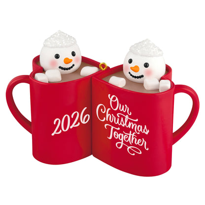 Our Christmas Together 2026 — 2026 Hallmark Keepsake Christmas Ornament featuring two snowmen in red mugs of cocoa, detailed design.