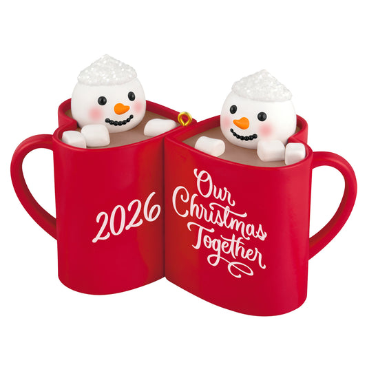 Our Christmas Together 2026 — 2026 Hallmark Keepsake Christmas Ornament featuring two snowmen in red mugs of cocoa, detailed design.