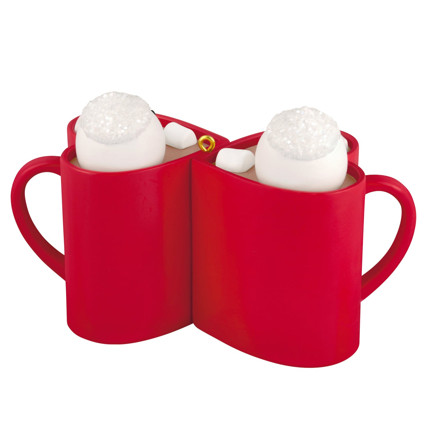 Our Christmas Together 2026 — 2026 Hallmark Keepsake Christmas Ornament, red heart-shaped mugs of cocoa with white marshmallows on top.