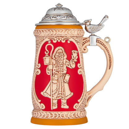 Beer Stein 2026 — 2026 Hallmark Keepsake Christmas Ornament, detailed vintage design, vibrant red, functional lid with bird hinge.