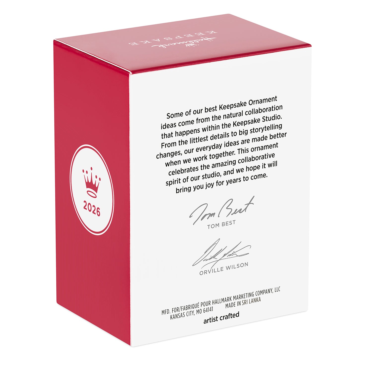 Beer Stein 2026 — 2026 Hallmark Keepsake Christmas Ornament packaging box featuring detailed artist signatures and red design.