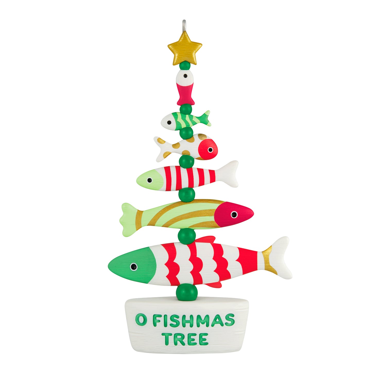 O Fishmas Tree — 2026 Hallmark Keepsake Christmas Ornament featuring a tree of colourful fish with a gold star on top.