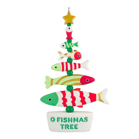 O Fishmas Tree — 2026 Hallmark Keepsake Christmas Ornament featuring a tree of colourful fish with a gold star on top.