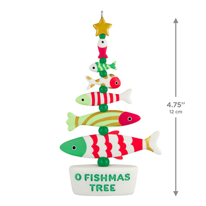 O Fishmas Tree — 2026 Hallmark Keepsake Christmas Ornament with colourful fish design and gold star, measuring 12 cm.