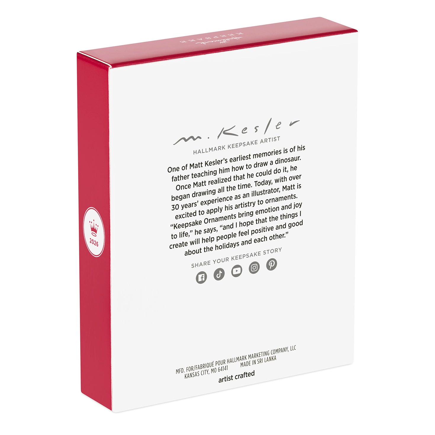 O Fishmas Tree — 2026 Hallmark Keepsake Christmas Ornament box back view featuring artist Matt Kesler's biography and signature.