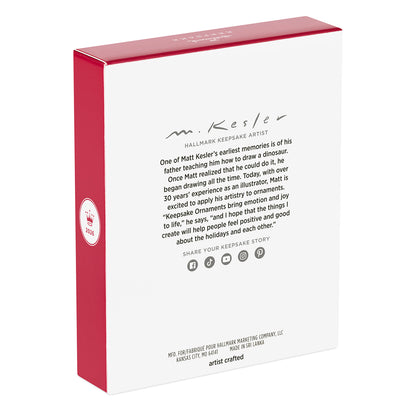 O Fishmas Tree — 2026 Hallmark Keepsake Christmas Ornament box back view featuring artist Matt Kesler's biography and signature.