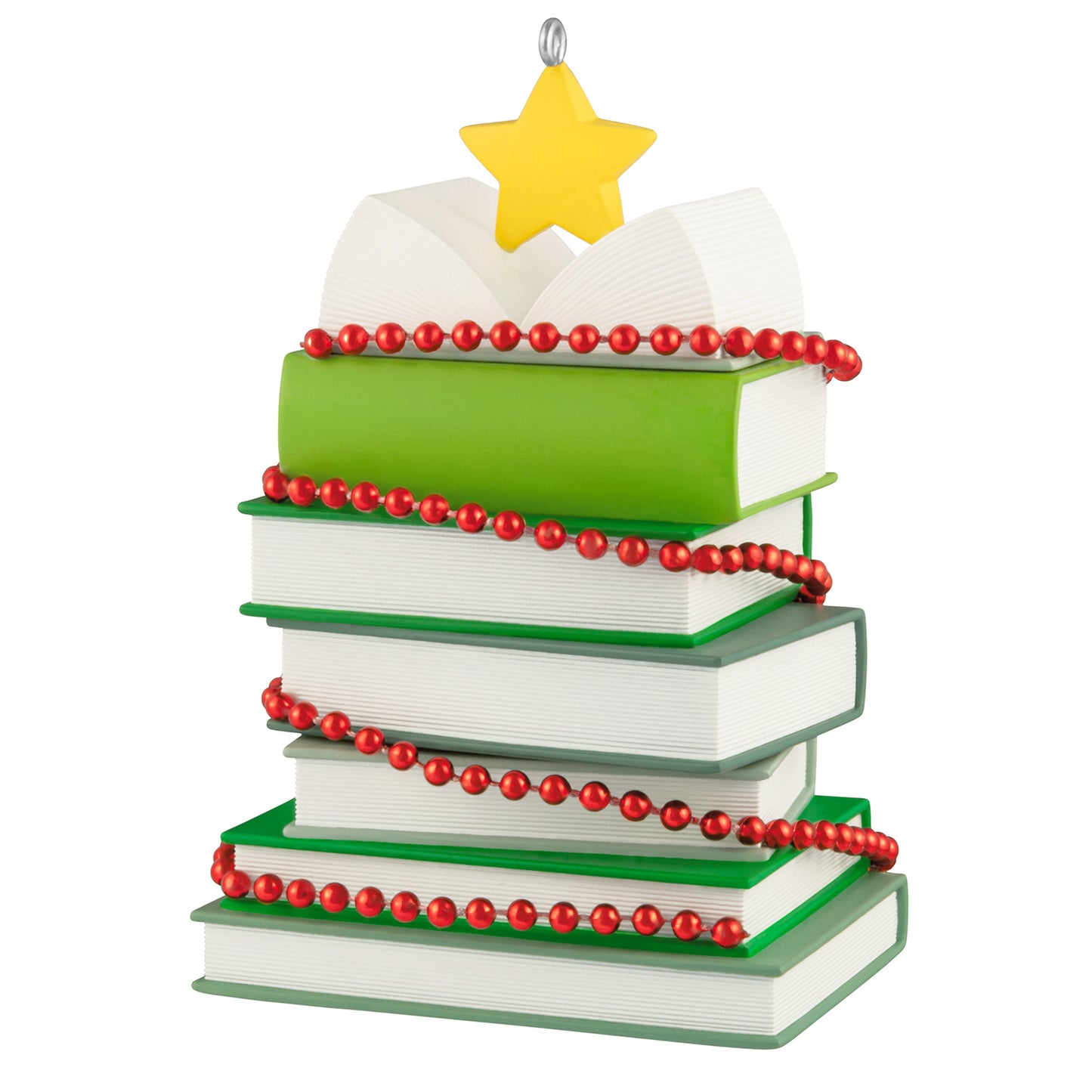 Light Holiday Reading — 2026 Hallmark Keepsake Christmas Ornament, Christmas tree shaped books with red garland and star decoration