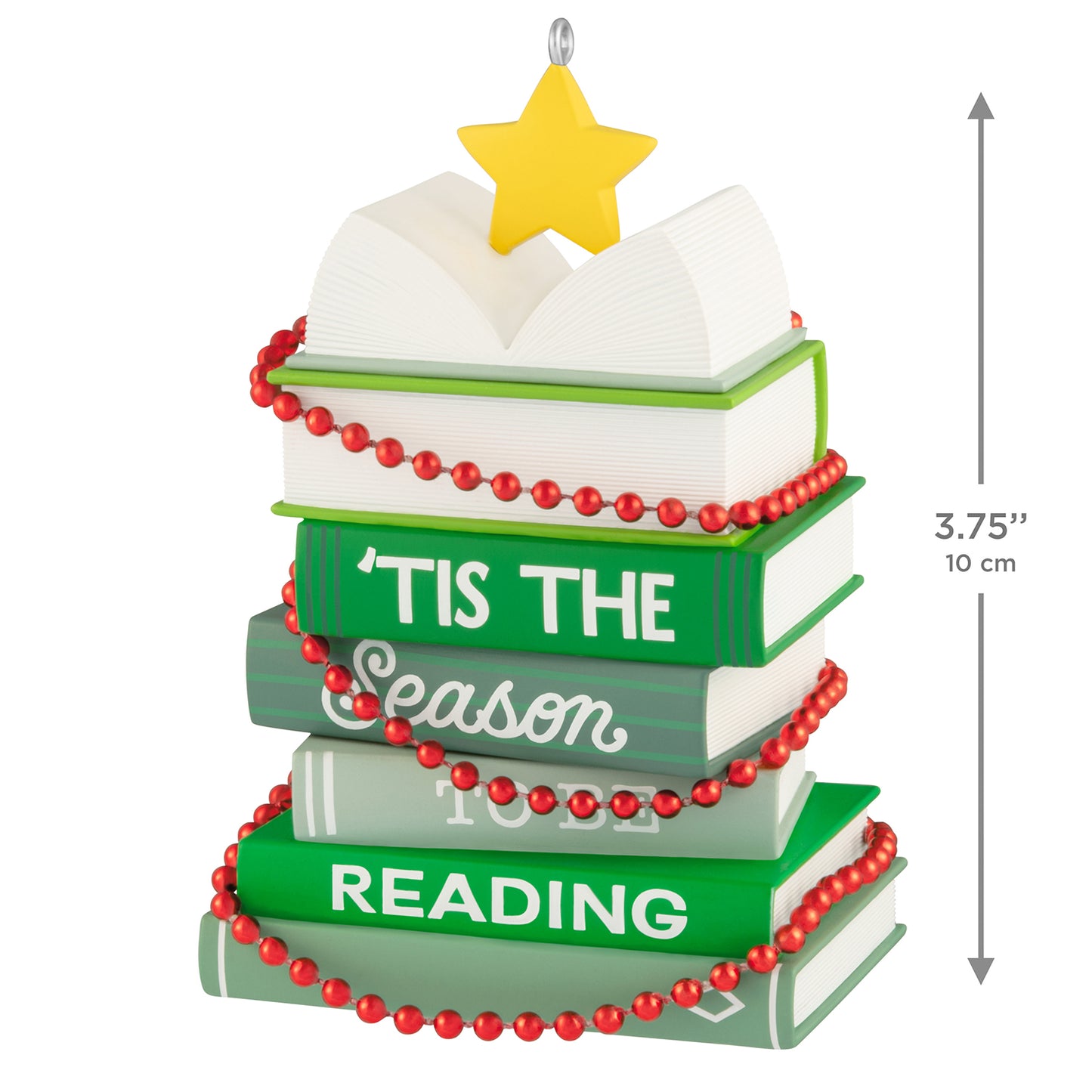 Light Holiday Reading — 2026 Hallmark Keepsake Christmas Ornament featuring stacked festive books and yellow star detail.