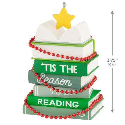 Light Holiday Reading — 2026 Hallmark Keepsake Christmas Ornament featuring stacked festive books and yellow star detail.