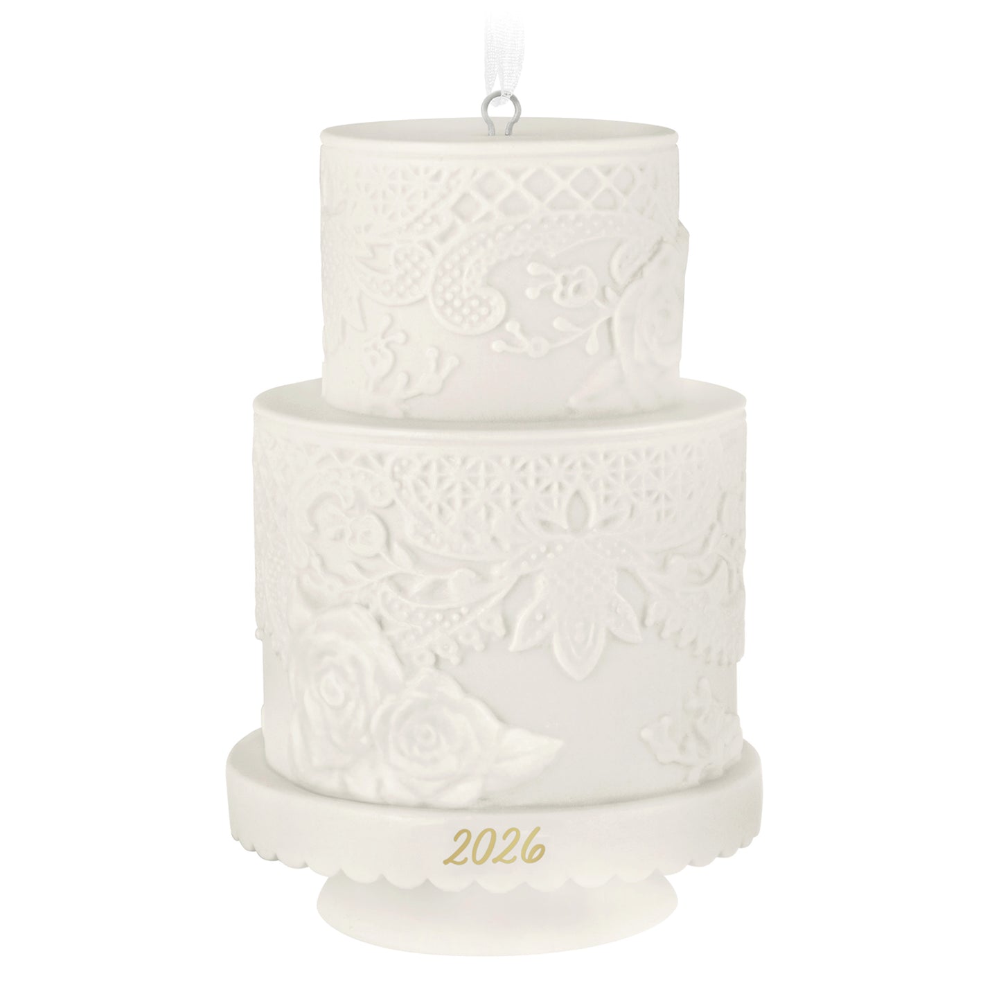Wedding Cake 2026, Porcelain — 2026 Hallmark Keepsake Christmas Ornament, detailed lace design, white, festive decoration