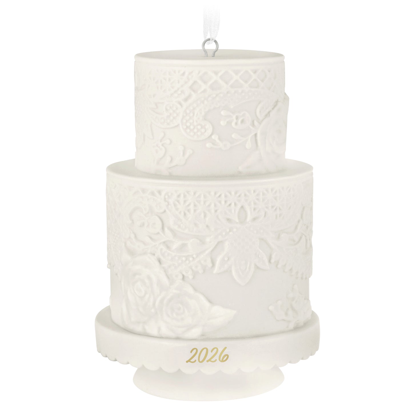 Wedding Cake 2026, Porcelain — 2026 Hallmark Keepsake Christmas Ornament, detailed lace design, white, festive decoration