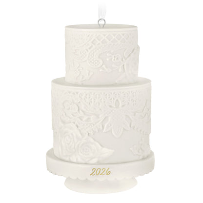 Wedding Cake 2026, Porcelain — 2026 Hallmark Keepsake Christmas Ornament, detailed lace design, white, festive decoration