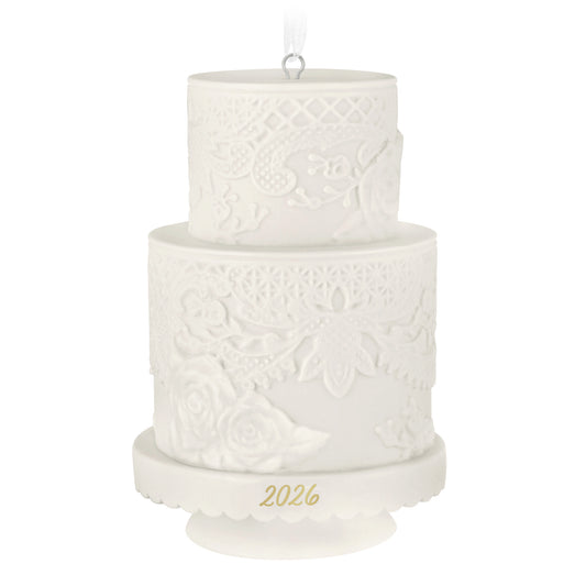 Wedding Cake 2026, Porcelain — 2026 Hallmark Keepsake Christmas Ornament, detailed lace design, white, festive decoration