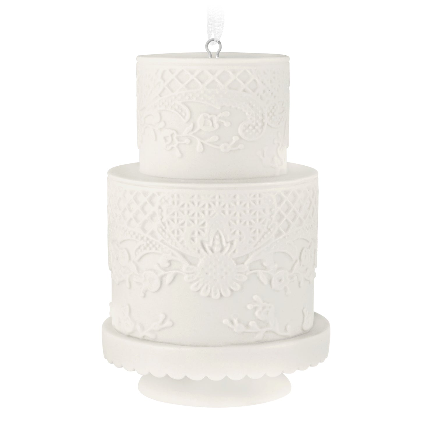 Wedding Cake 2026, Porcelain — 2026 Hallmark Keepsake Christmas Ornament, detailed lace design, two-tiered, white decoration