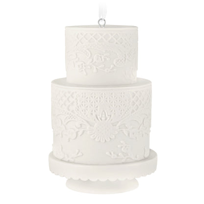 Wedding Cake 2026, Porcelain — 2026 Hallmark Keepsake Christmas Ornament, detailed lace design, two-tiered, white decoration