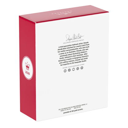 Already Rocking Our World 2026 Photo Frame, Porcelain — 2026 Hallmark Keepsake Christmas Ornament, product packaging, back view with artist details.