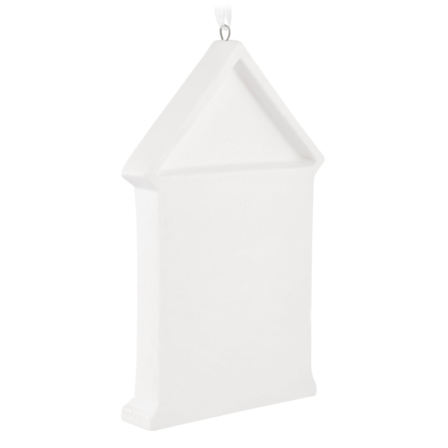 Home Sweet New Home 2026, Porcelain and Metal — 2026 Hallmark Keepsake Christmas Ornament, white porcelain house-shaped design, angled view.