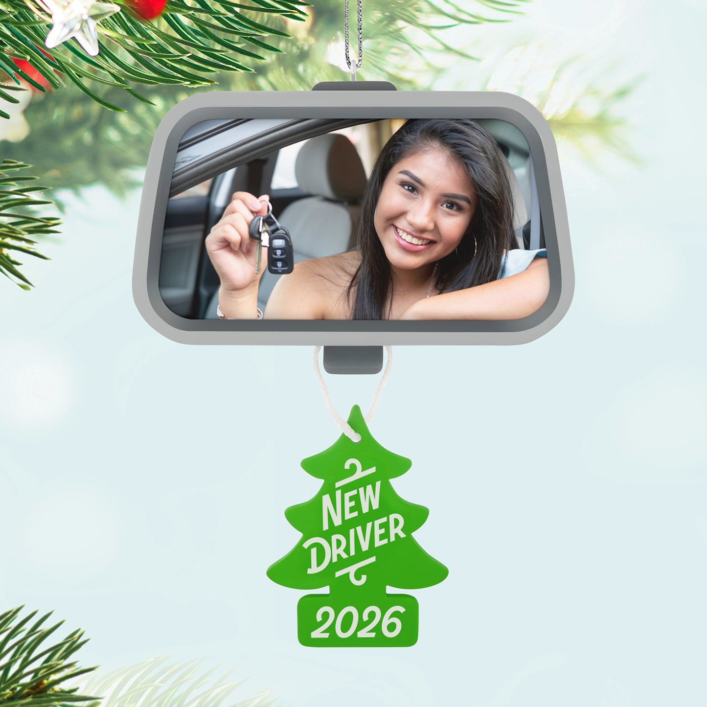 New Driver 2026 Photo Frame — 2026 Hallmark Keepsake Christmas Ornament with a smiling teenager holding car keys.