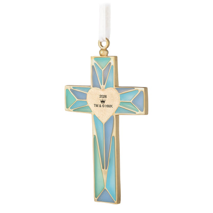 God is Love 2026, Metal — 2026 Hallmark Keepsake Christmas Ornament with stained glass-style design and white heart detail.